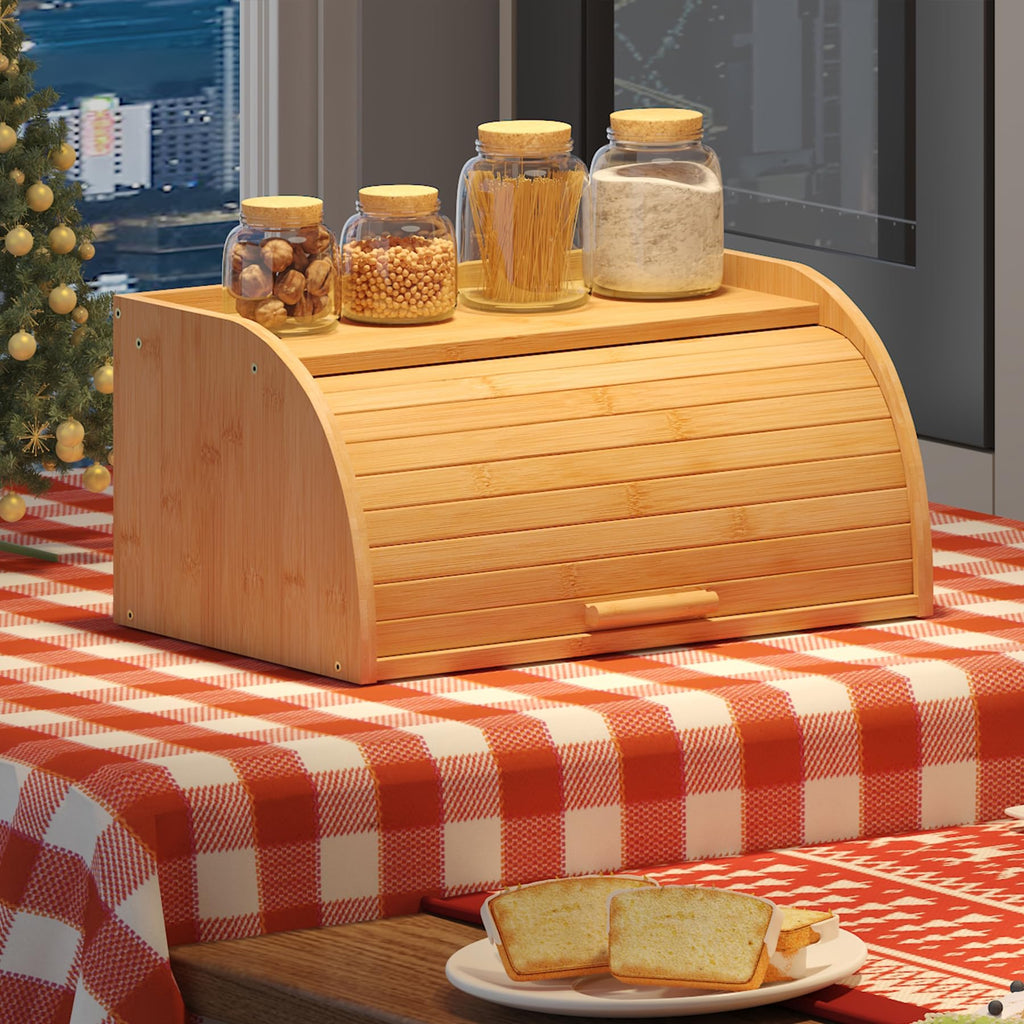 Countertop, Small Bamboo Wood, Wooden Corner Bread Storage Capacity