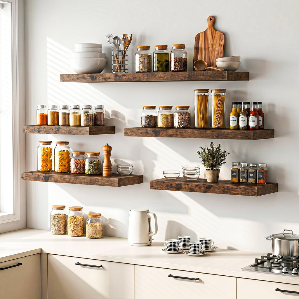 Floating Shelves 55.1" W x 9.3" D Rustic Brown Set of 2