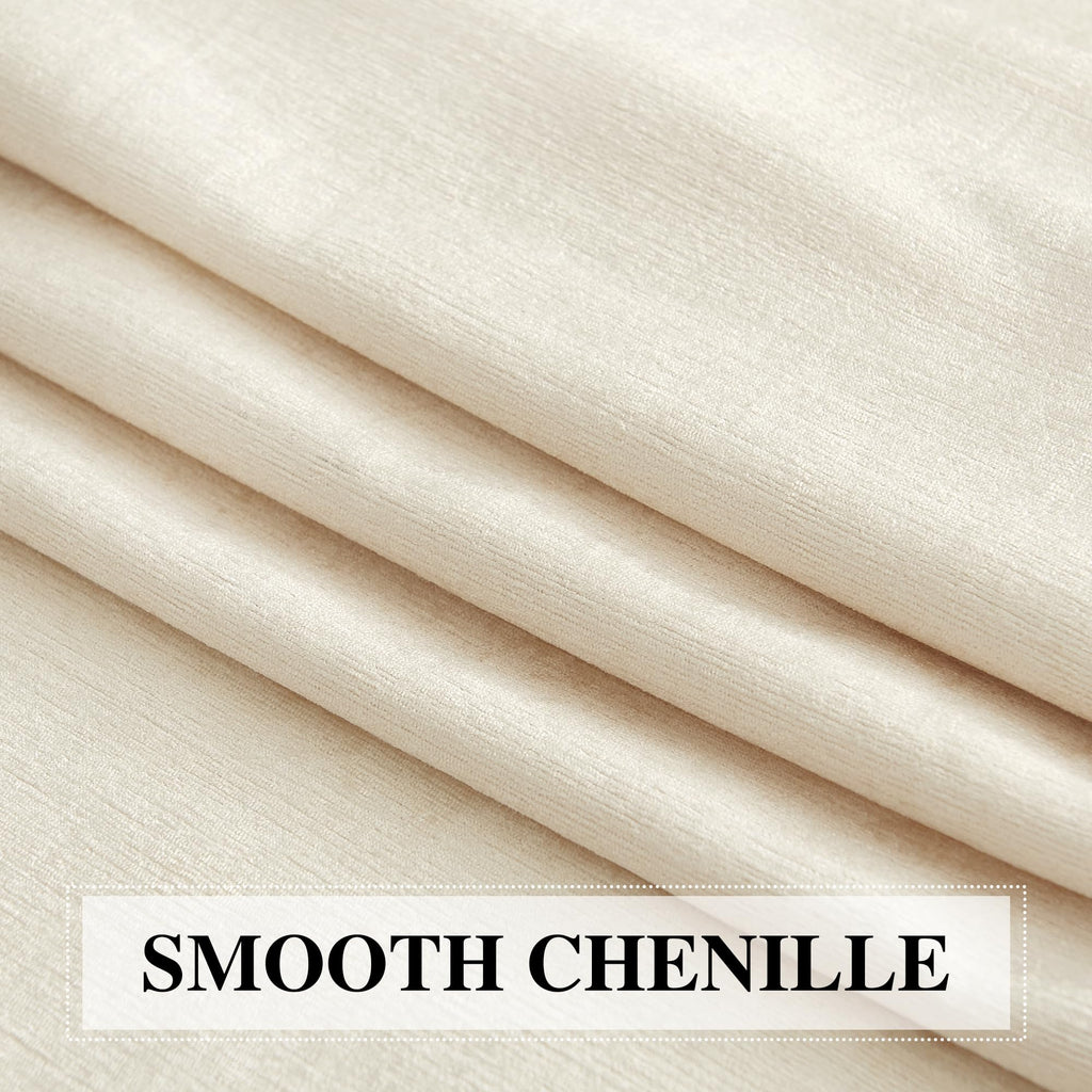Luxury Velvet Valance with Tassel - Small Window (1 Panel, W52 x L18 Inch, Beige)