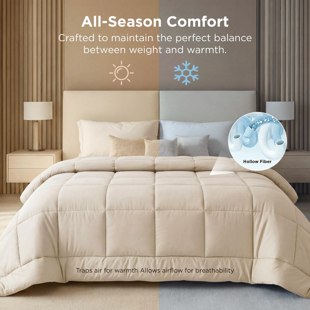 Comforter Duvet Insert - Quilted Comforters Oversized King Size, All Season Duvet, GentleSoft Down Alternative