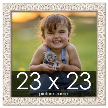 23x23 Frame Gold Ornate Whitewashed Wood Picture Square Frame - Picture Frame Includes UV Acrylic, Foam Board