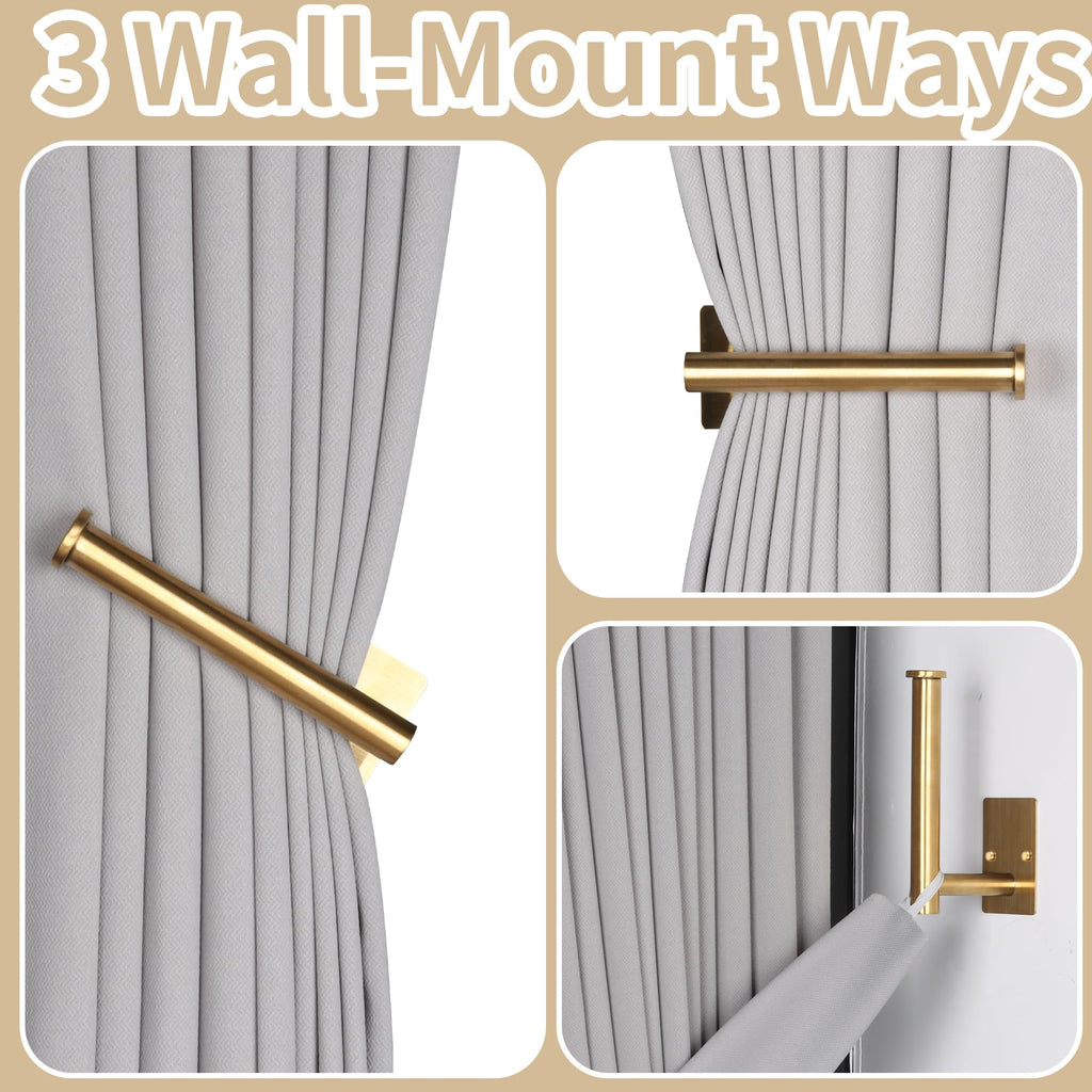 No Drill Curtain Holdbacks Adhesive Curtain Tiebacks, Gold - 4 Pack