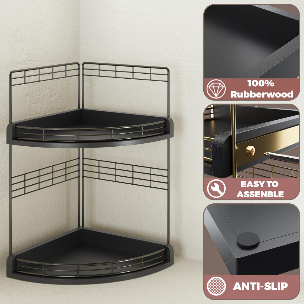 Bathroom Countertop Corner Organizer for Small Spaces, 2-Tier Counter Shelf
