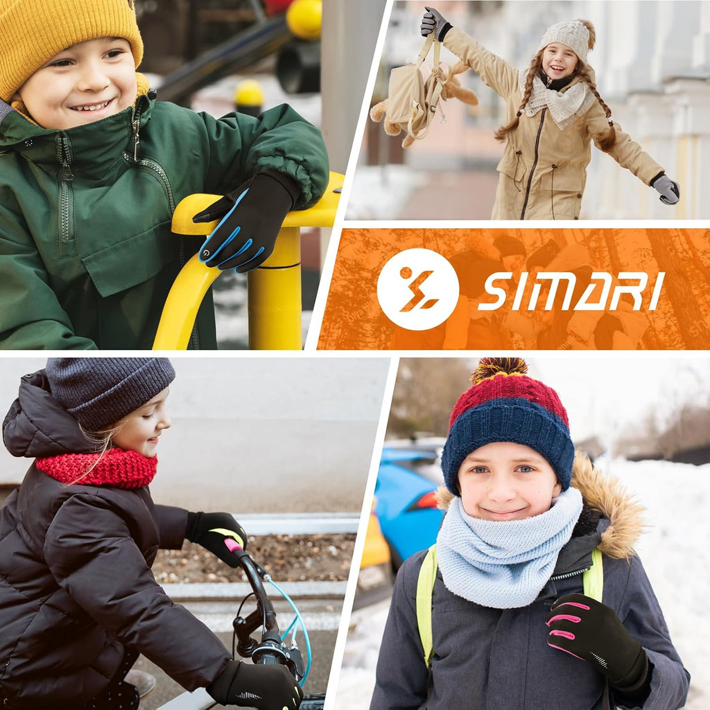 Kids Winter Gloves Touchscreen Water-Resistant Warm Thermal for Boy Girl Toddler Cycling Running Ski Snow Cold Weather