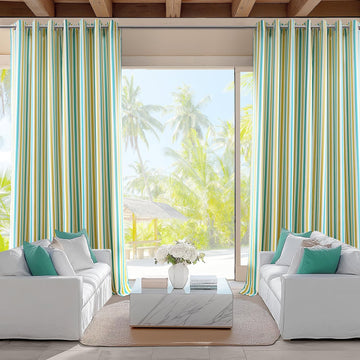 Villanova Striped Grommet Outdoor Curtains (1 Panel) - UV & Water Resistant Light Filtering 200 GSM Polyester