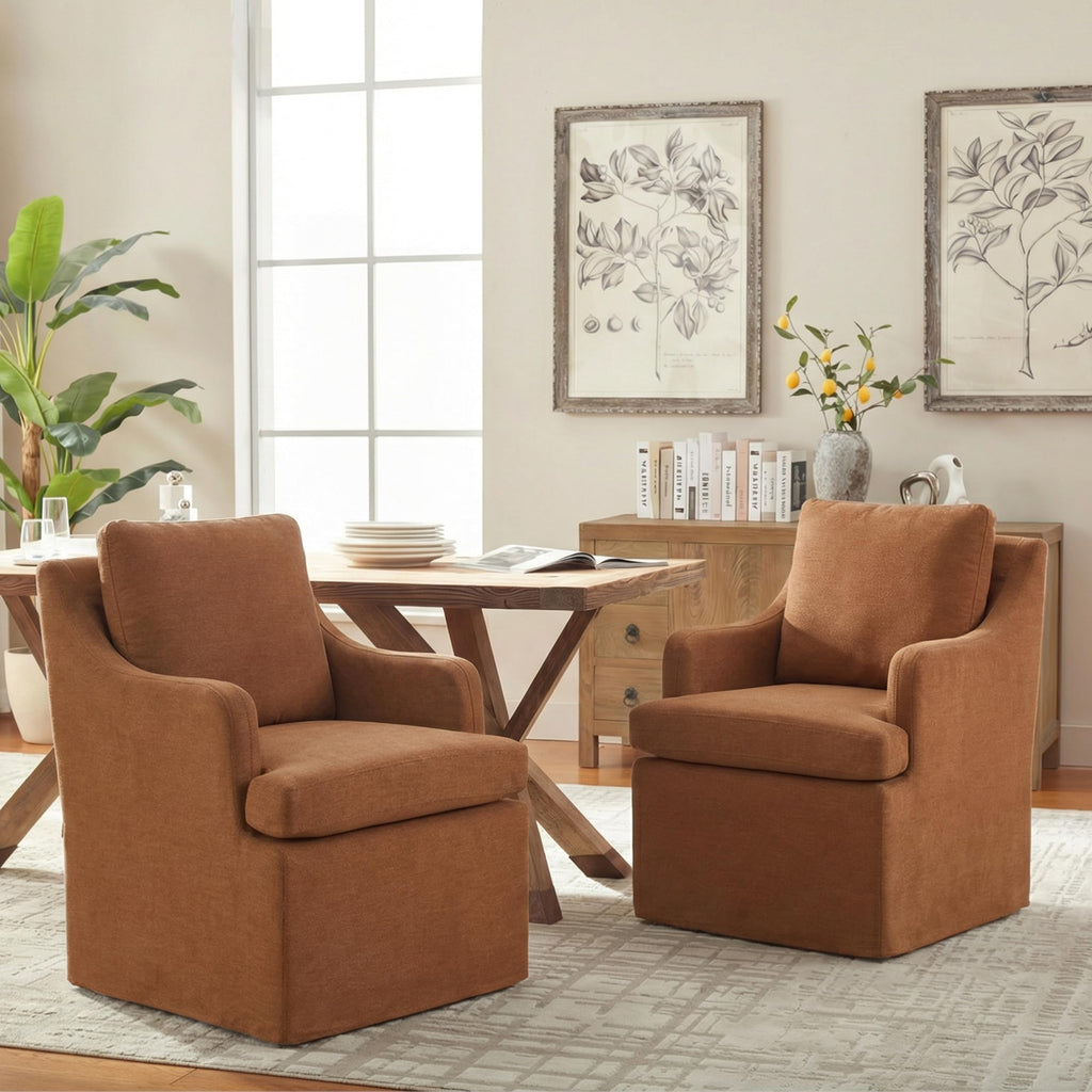 Upholstered, Dining Room Chairs with Casters