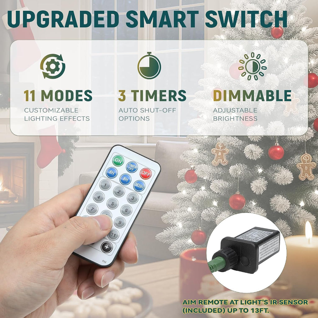 Prelit Mountain Pine Flocked Christmas Tree with Remote