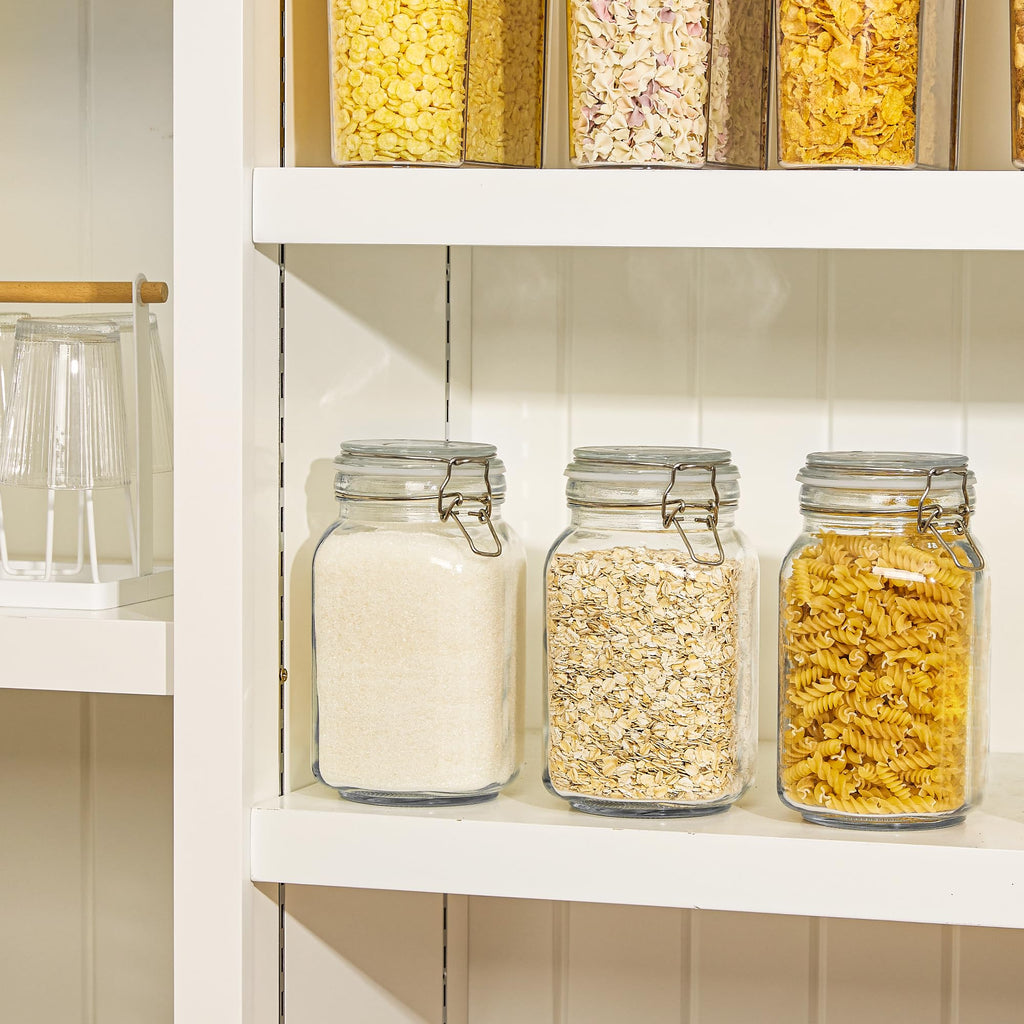 50oz Glass Food Storage Jars with Airtight Clamp Lids, 3 Pack