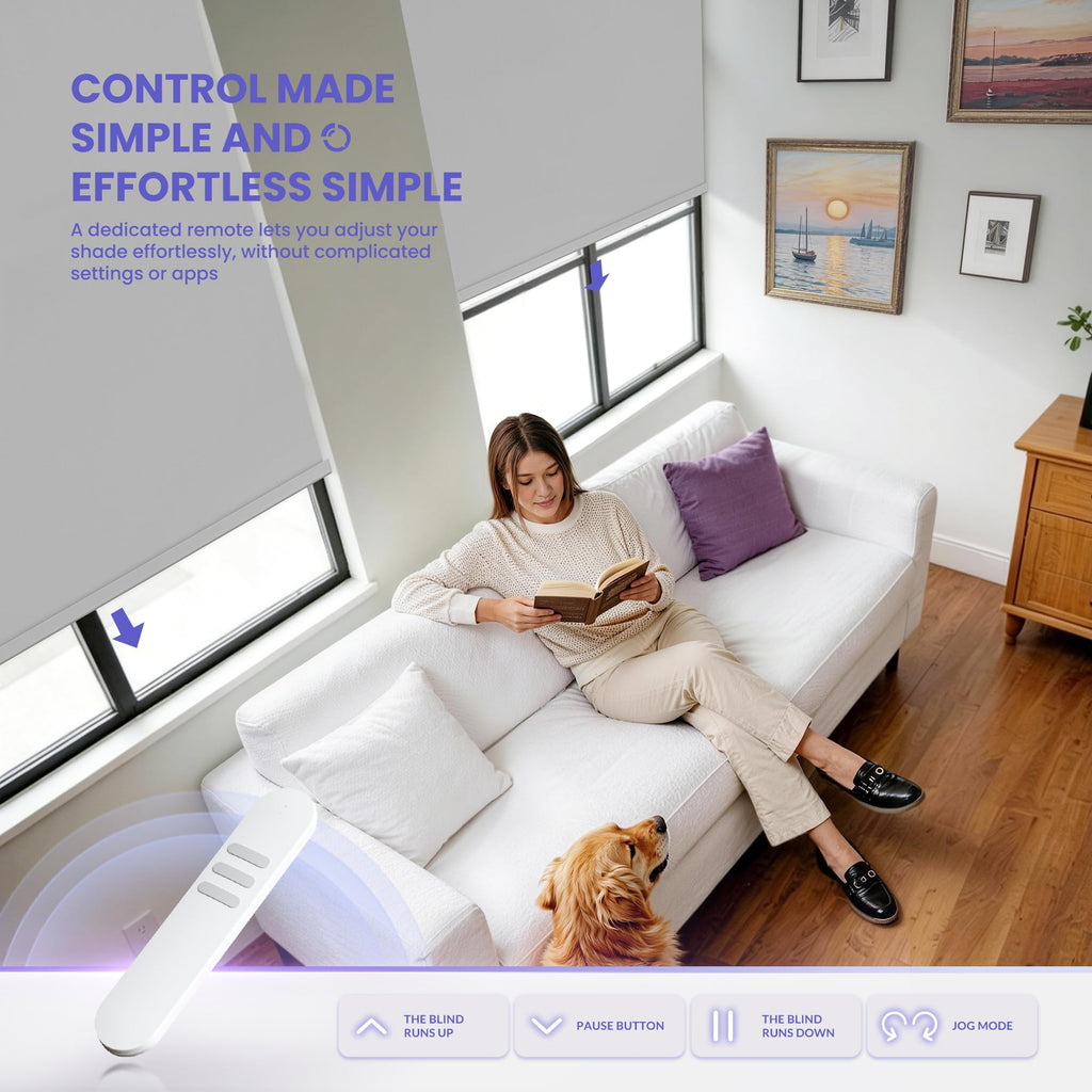 Smart Motorized Roller Shades - Silken Mist, White
