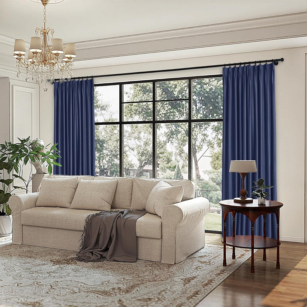 Light Filtering Pinch Pleated Drapes Velvet Drapes for French Door Thermal Insulated Curtain for Living Room Privacy