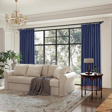 Light Filtering Pinch Pleated Drapes Velvet Drapes for French Door Thermal Insulated Curtain for Living Room Privacy