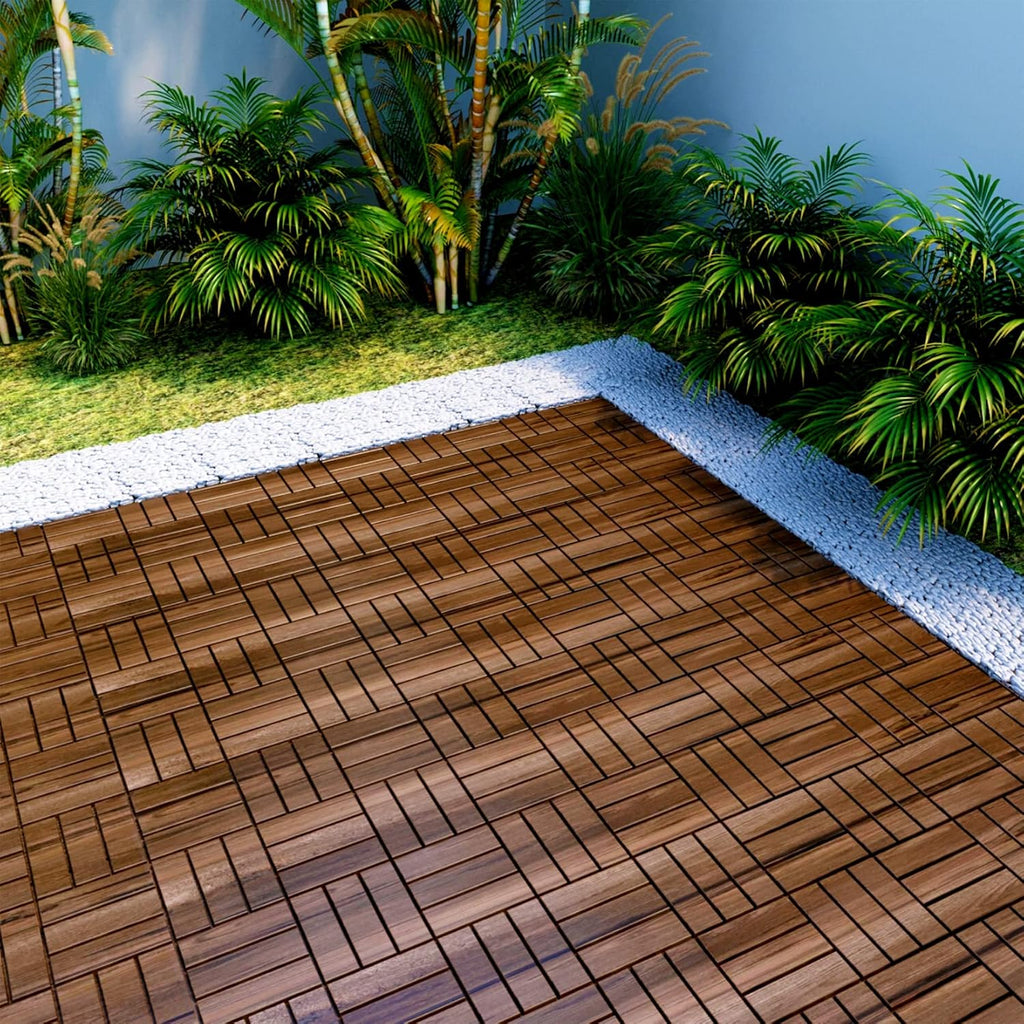 Interlocking Deck Tiles Acacia Wood Outdoor Snap Together Click Wood Floor Heavy Duty Carpet Decking Tile for