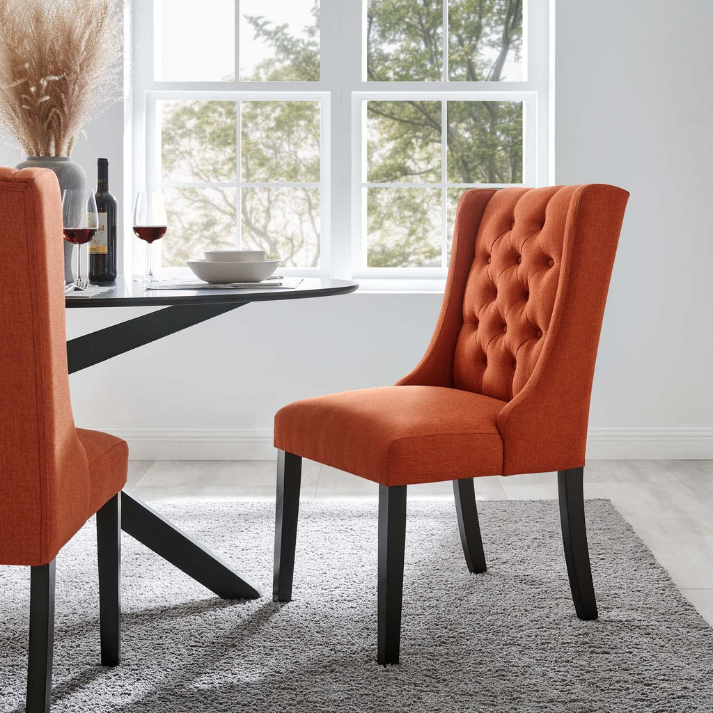 Baronet Button-Tufted Fabric Parsons Dining Chair in Orange