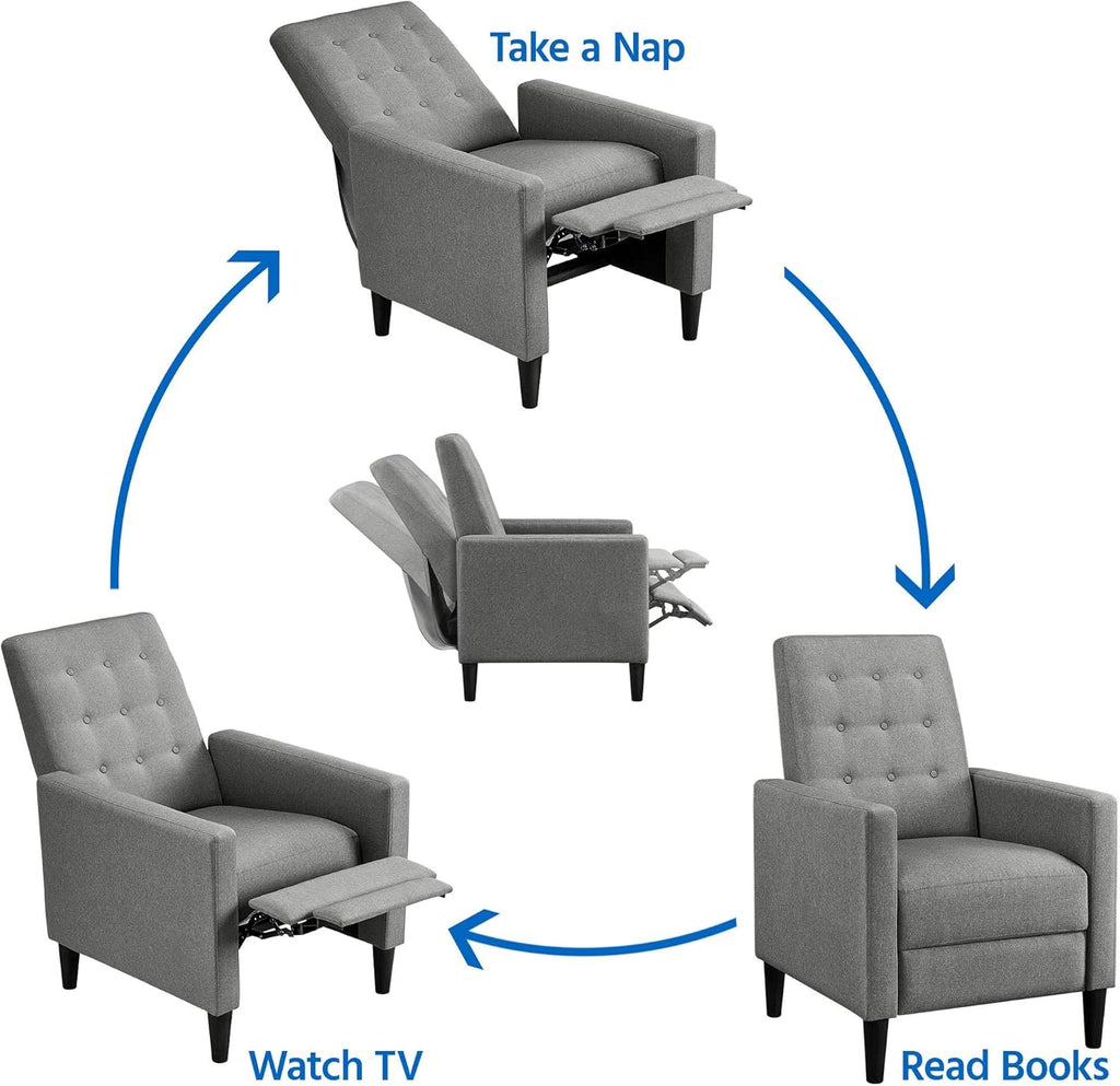 Home Theater Seating Single Fabric Recliner for Living Room Chair Adjustable Sofa with Thicker Seat Cushion Tufted