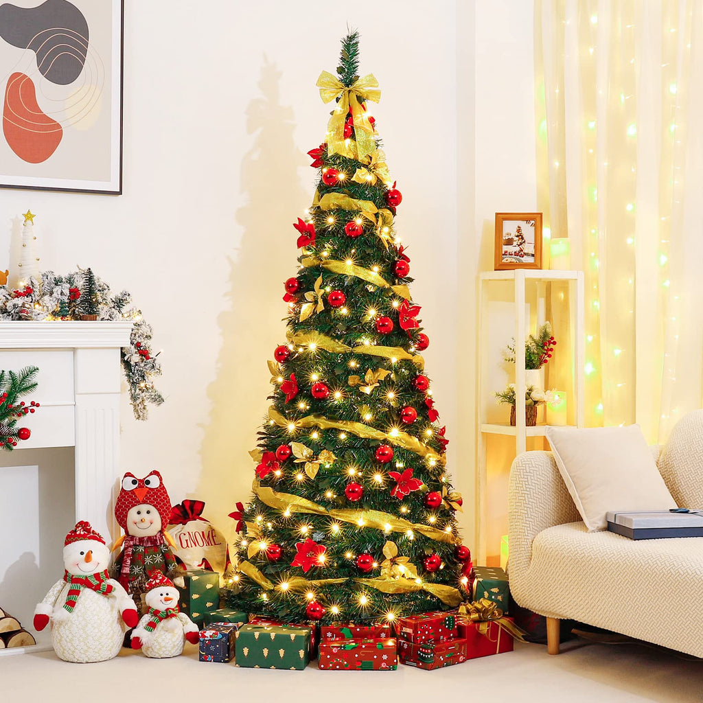 Pre Lit : Pop Up 6 FT Warm White LED Lights (Yellow)