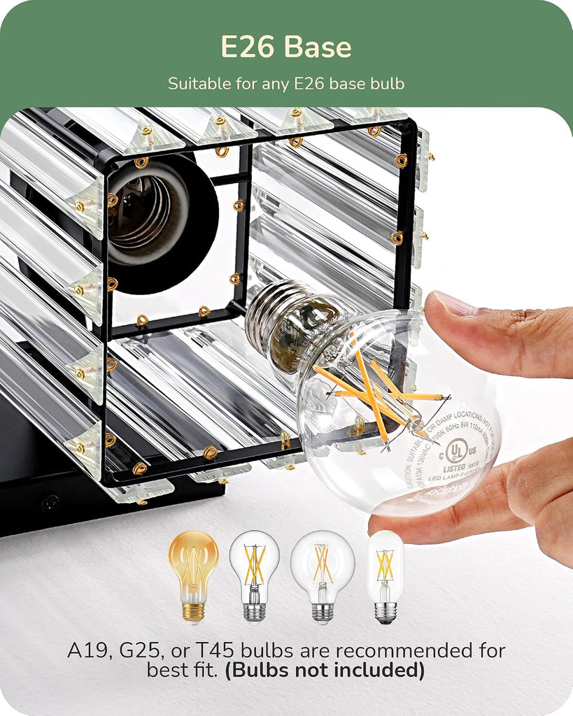Hardwired Bathroom Light Fixtures, Modern Wall Sconces Set of Two, Crystal Bathroom Vanity Light, Indoor Lighting