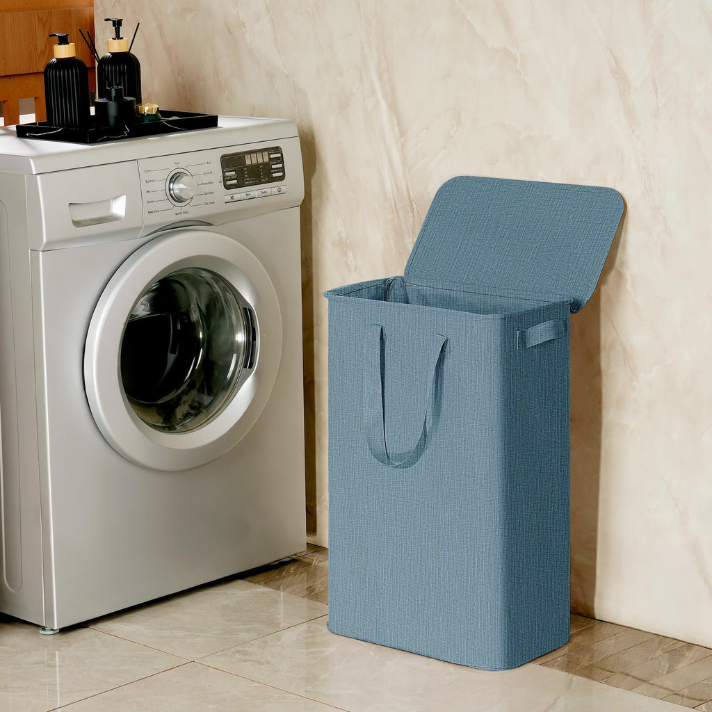 Slim Laundry Hamper with Lid Narrow Laundry Basket with Handles