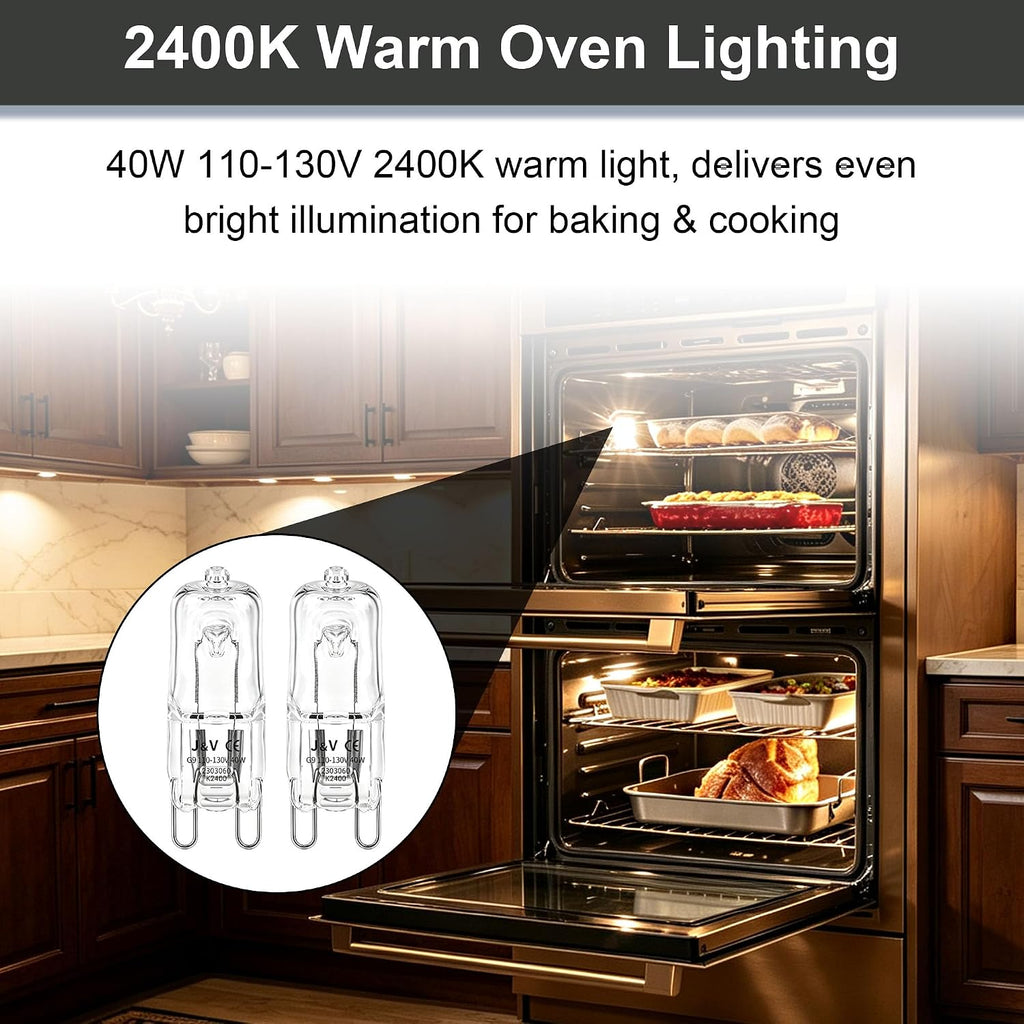 Oven and Microwave Light Bulb, G9 40W, 2 Pack