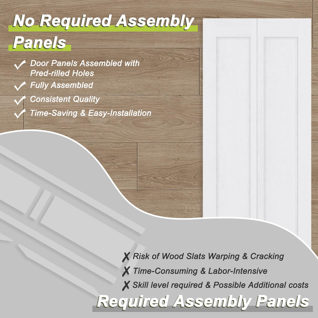36" x 84" Hollow Core Bifold Barn Door with 40" Track Hardware Kit Included, Pre-Assembled 1 Panel Bi Fold Barn Door