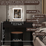 15" x13" Vanity Mirror with Lights, LED Makeup Mirror with Lights,10X Magnification Vanity Mirror with 360°Rotation, 3