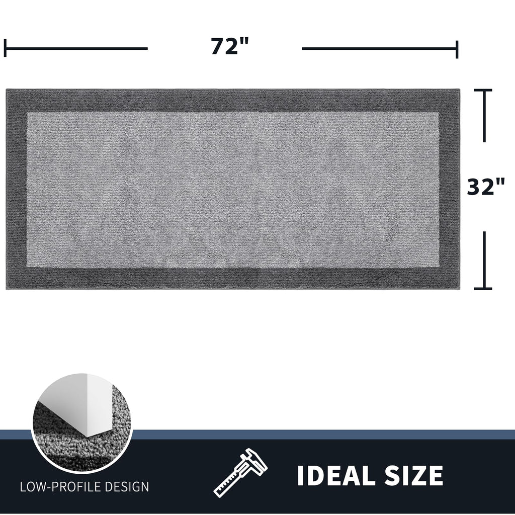 Hallway Runner Rug, 32" x 72", Light Grey & Grey