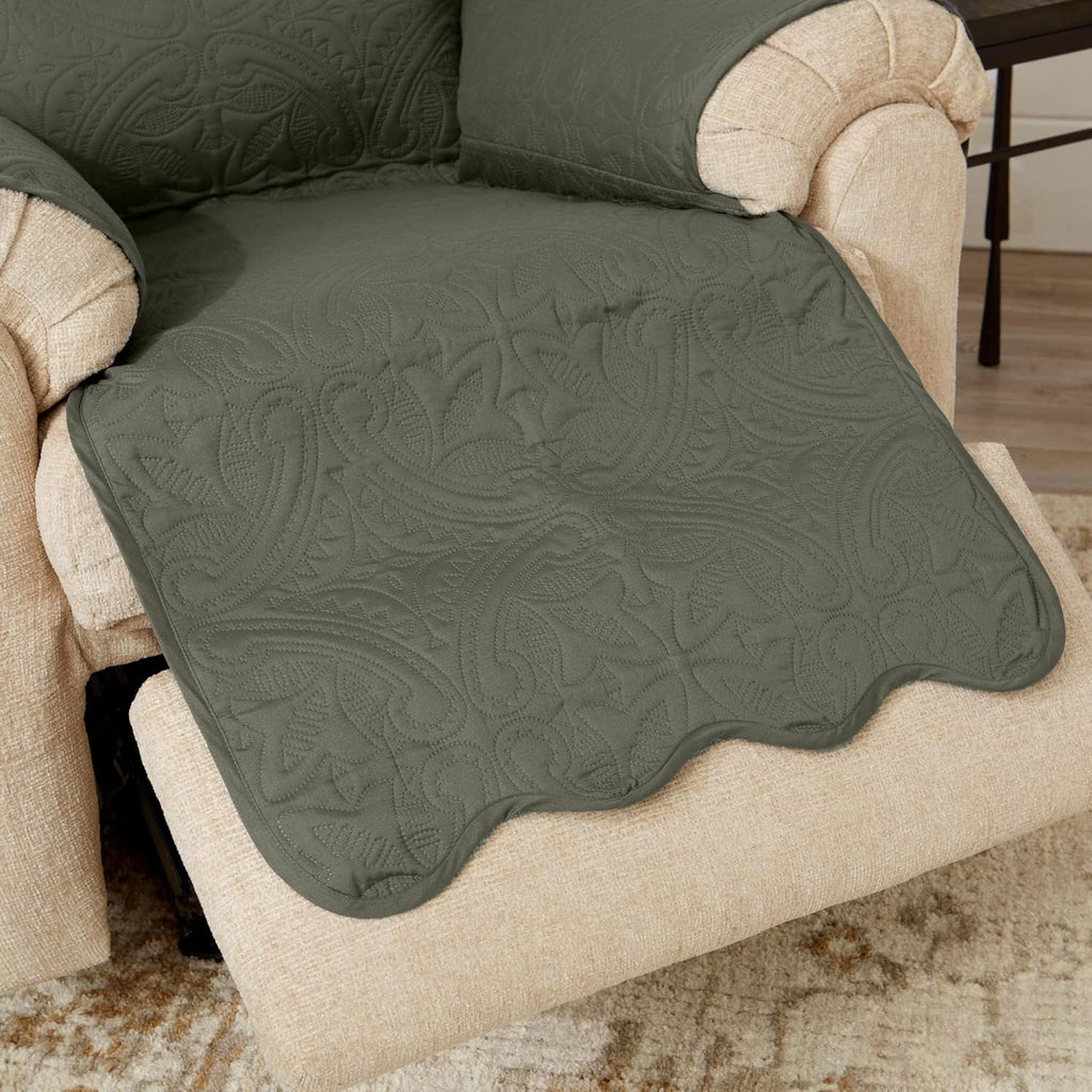 Reversible Recliner Chair Cover - Washable Slipcover Furniture Protector with Elastic Straps - Perfect for Kids &