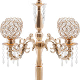 Gold/Sliver 5 Arm Crystal Floor Candelabra Wedding Table Centerpieces,35 Inches Tall Candlesticks Candle Holder Stand