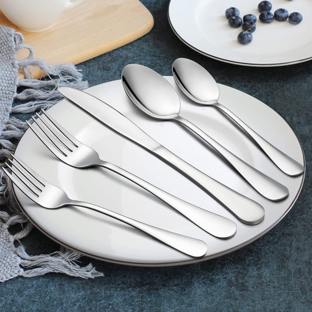 66-Piece Silverware Set with Serving Utensils, Stainless Steel Silverware Flatware Set for 12, Elegant Cutlery