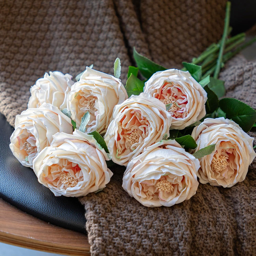Fake Flowers for Decoration Home Decor Artificial Flowers Austin Rose Peony Latex Fake Flower Living Room Decoration - Set of 4
