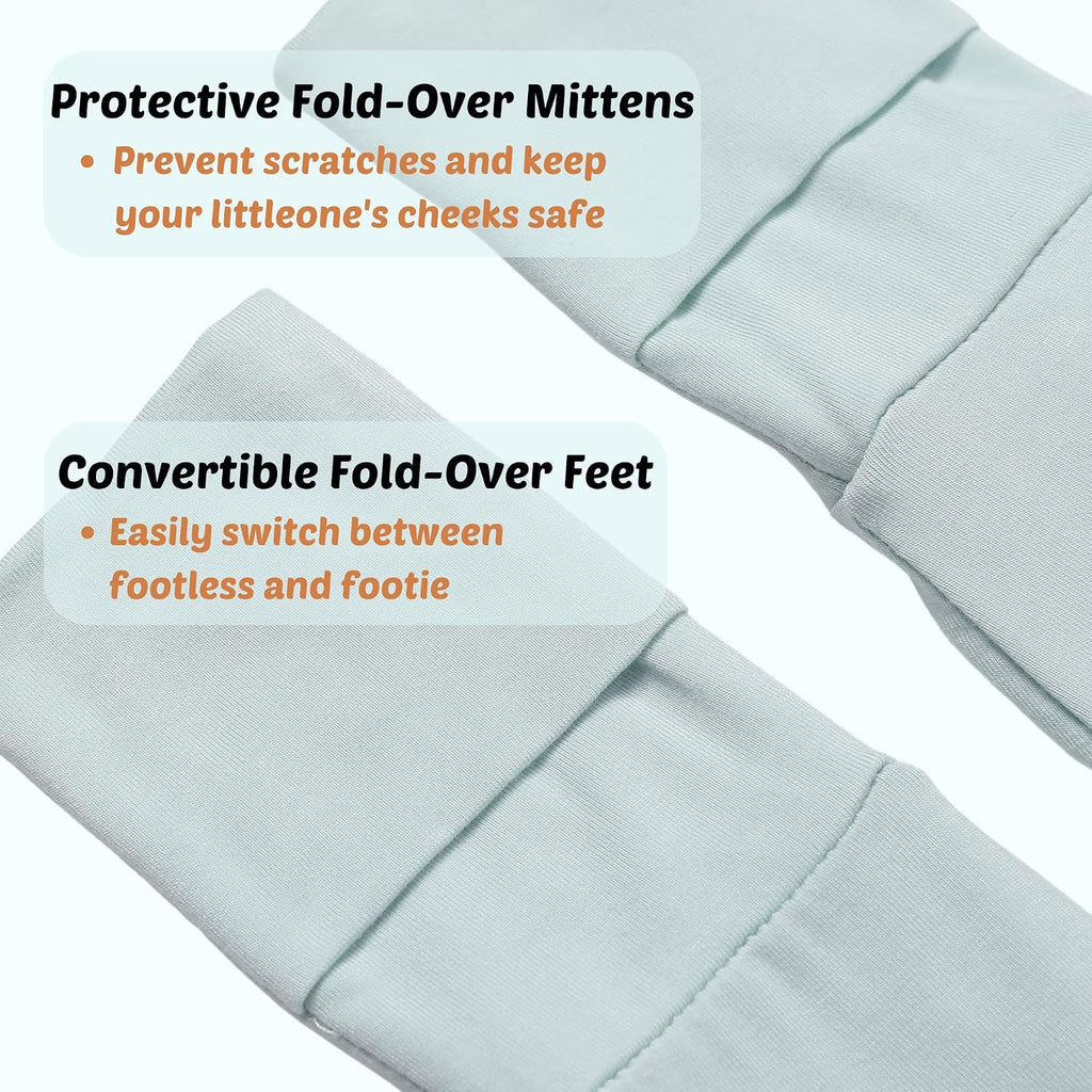 Ultra-Soft Convertible Baby Pajamas, Viscose from Bamboo, Sleepers for Boys & Girls to, Zipper
