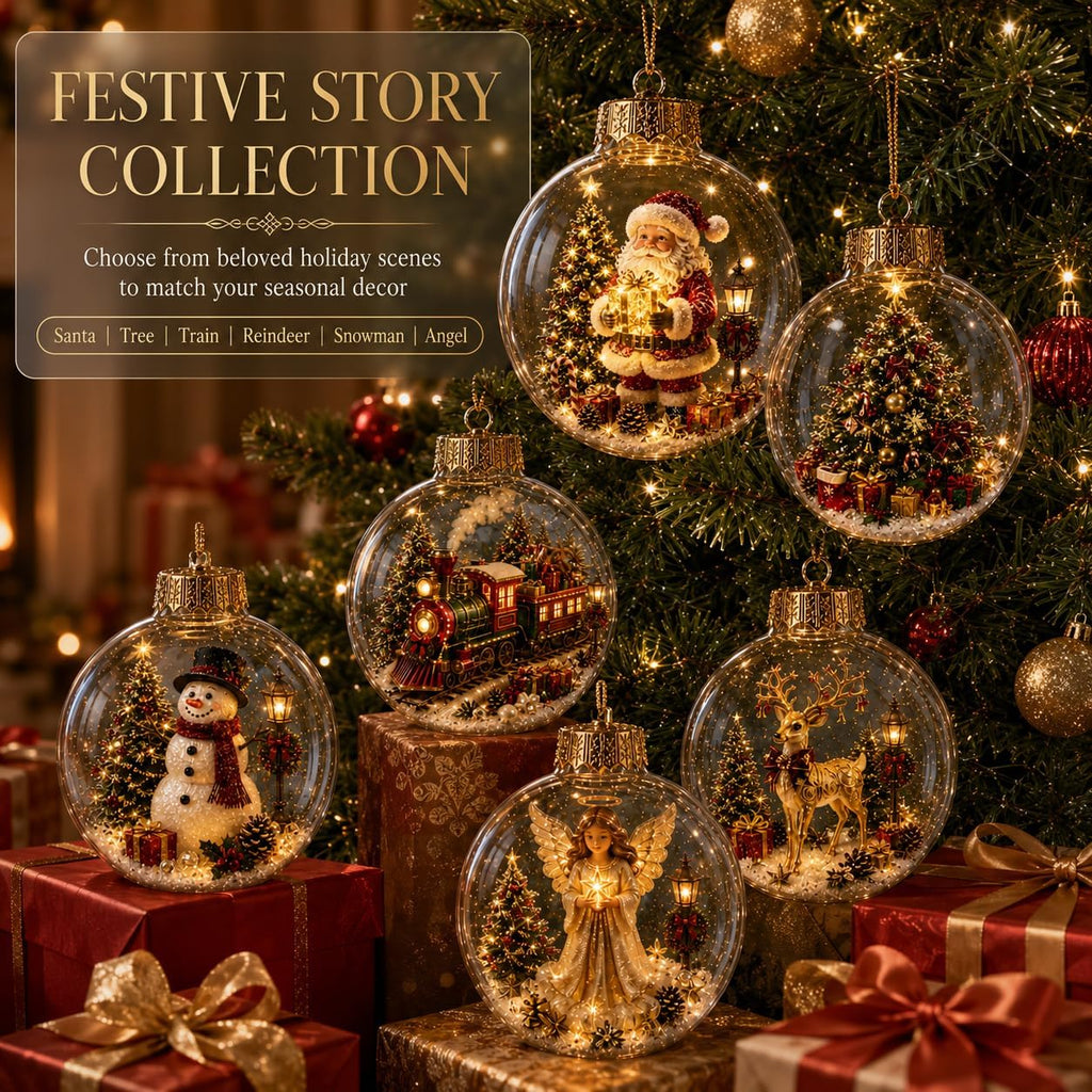 Glowing Christmas Story Ornament, Light-Up Mini Holiday Scene with Warm LED Light Decor, Festive Keepsake Gift