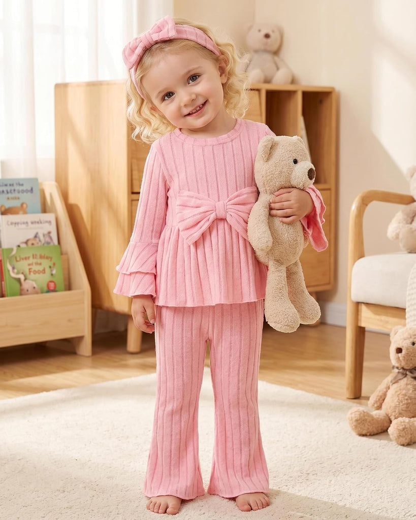 Toddler Girl Clothes Ribbed Flared Baby Fall Winter Outfits