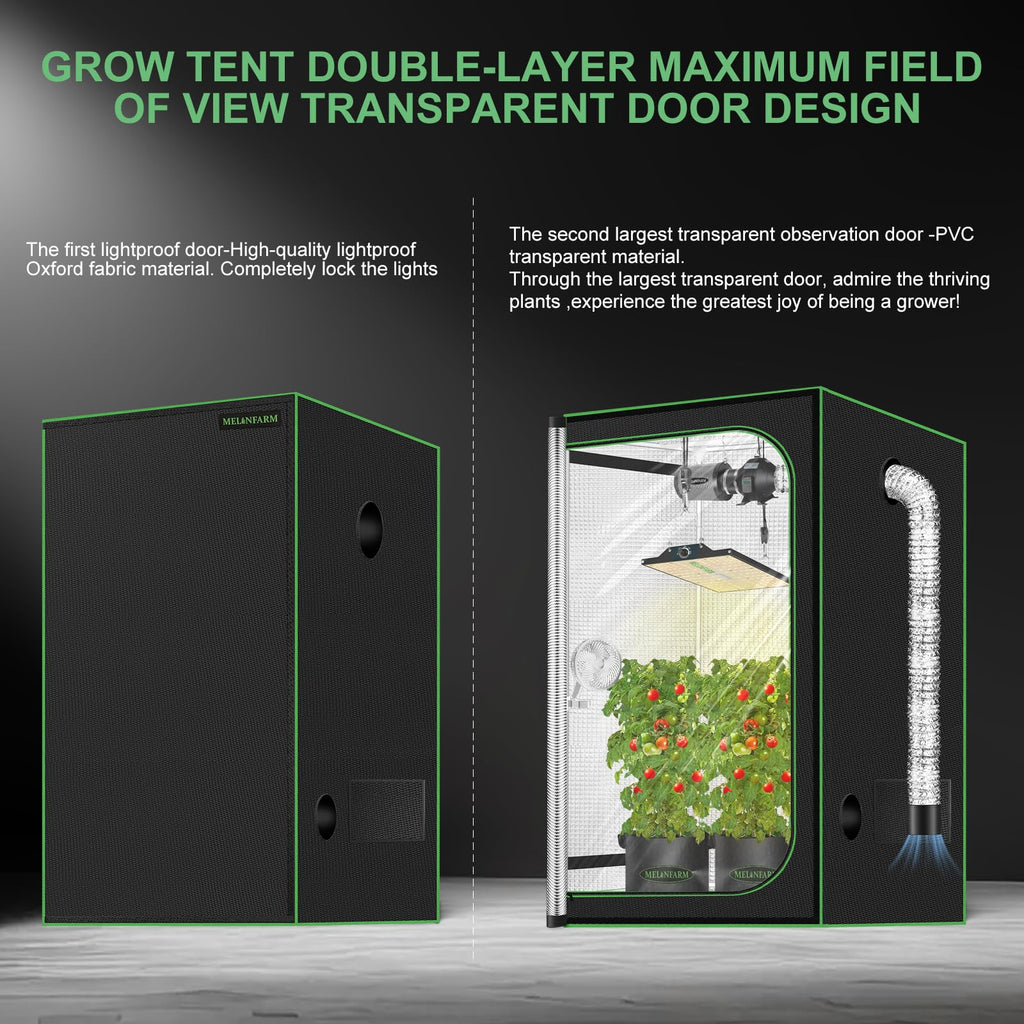 2x2 Grow Tent, 24"x24"x32" Double Transparent Viewing Door Indoor Grow Tent, Growing Tent with High Reflective Mylar