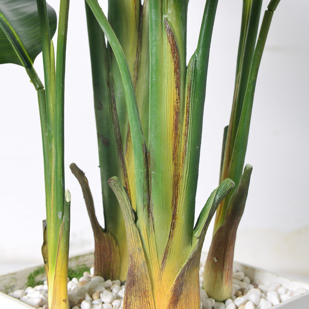 Bird of Paradise Artificial Plant 6.8FT, Faux Tropical Palm Tree with White Tall Planter, Large Fake Plants in Pot