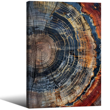 Vintage Trendy Abstract Tree Ring Wall Art Modern Colorful Nature Poster 16x24 inch Framed Minimalist Aesthetic