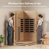 1-2 Person 6.3Ft Infrared Sauna, 7 Color Full Spectrum Wood Dry Sauna. Canadian Hemlock Indoor Saunas with 1745W 20Min
