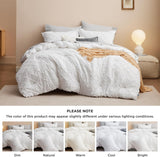 Queen Comforter Set - White Comforter, Boho Tufted Shabby Chic Bedding Comforter Set for Kids