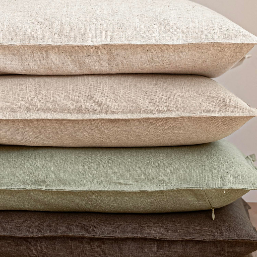 Linen Solid Decorative Throw Pillow Cover 24x24 Inch Light Green