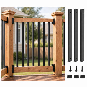 60 Pack 32" Balusters for Deck Railing, Black Rectangular Spindles