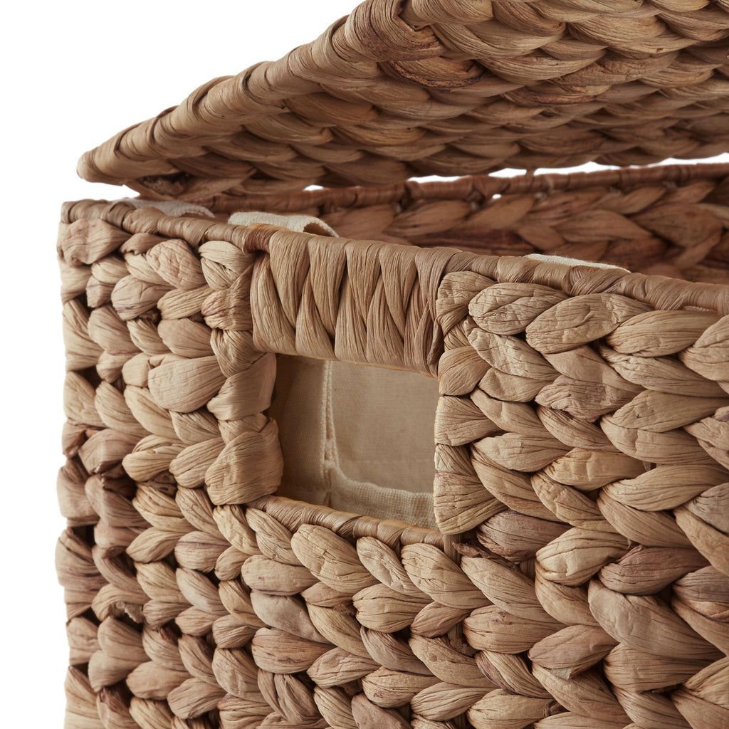 Large Laundry Hamper with Lid and Removable Liner Bag - Cinnamon, Woven Water Hyacinth Rectangular Laundry Basket