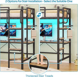 Loft Bed with Desk,Twin Loft bed with 5 Storage Drawers & 2 open Shelves & LED Light and Charging Station,Loft Bed