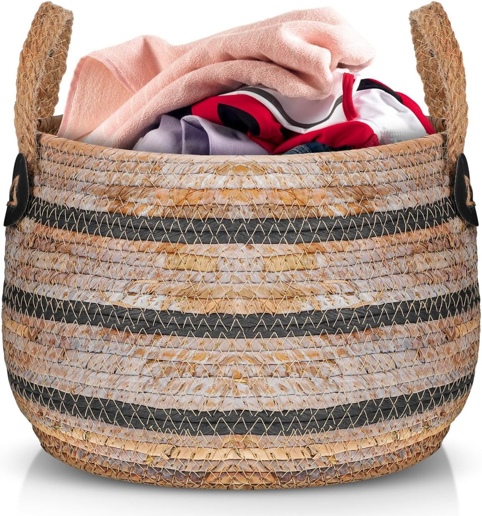 Woven Storage Baskets Straw Planter Basket Toy Blanket Organizer Seagrass Laundry Large Wicker Plant Tree for Dirty