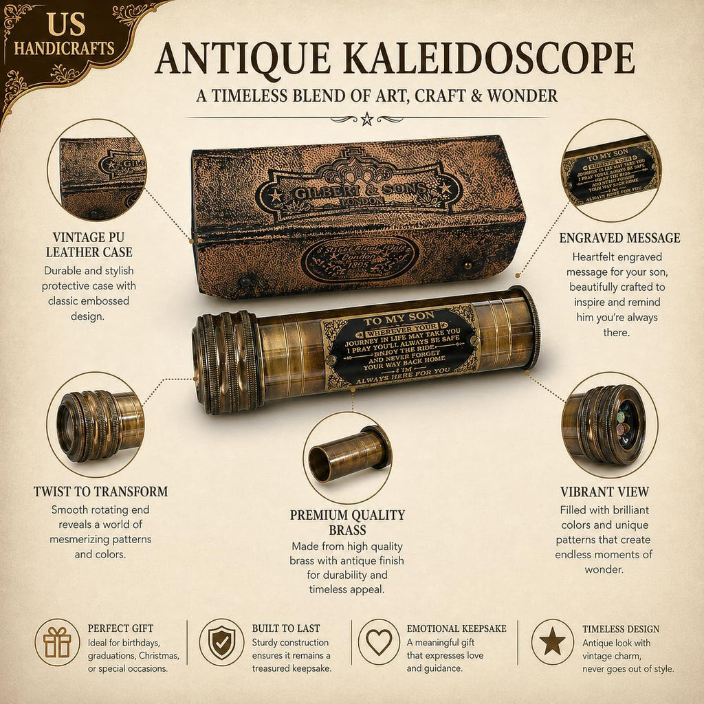 Handcrafted Brass Kaleidoscope - Vintage Nautical Collectible Gift for Adults & Collectors - Sentimental Keepsake