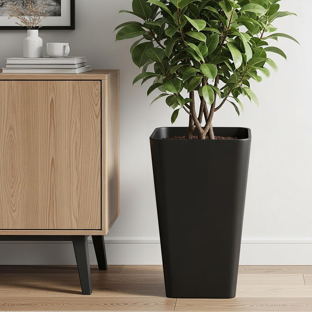 20" Tall Planters Set of 2, Black Tall Plant Pots for Indoor Outdoor