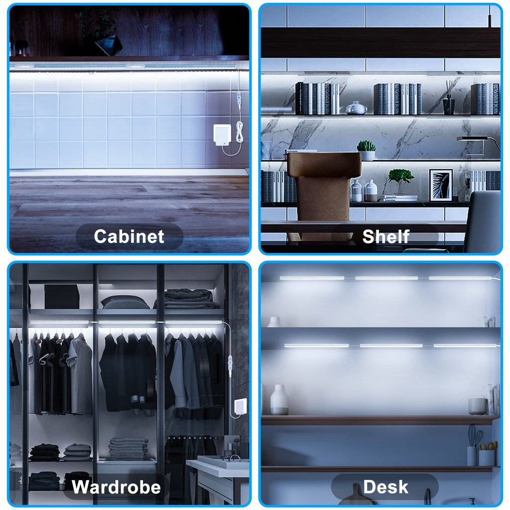6 PCS 12-inch Plug-in Under Cabinet Lights, Ultra-Thin