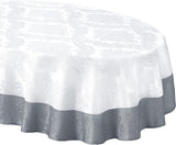 Valencia Two Tone Bordered Damask Fabric Tablecloth, Wrinkle and Stain Resistant Dining Room, Party 
