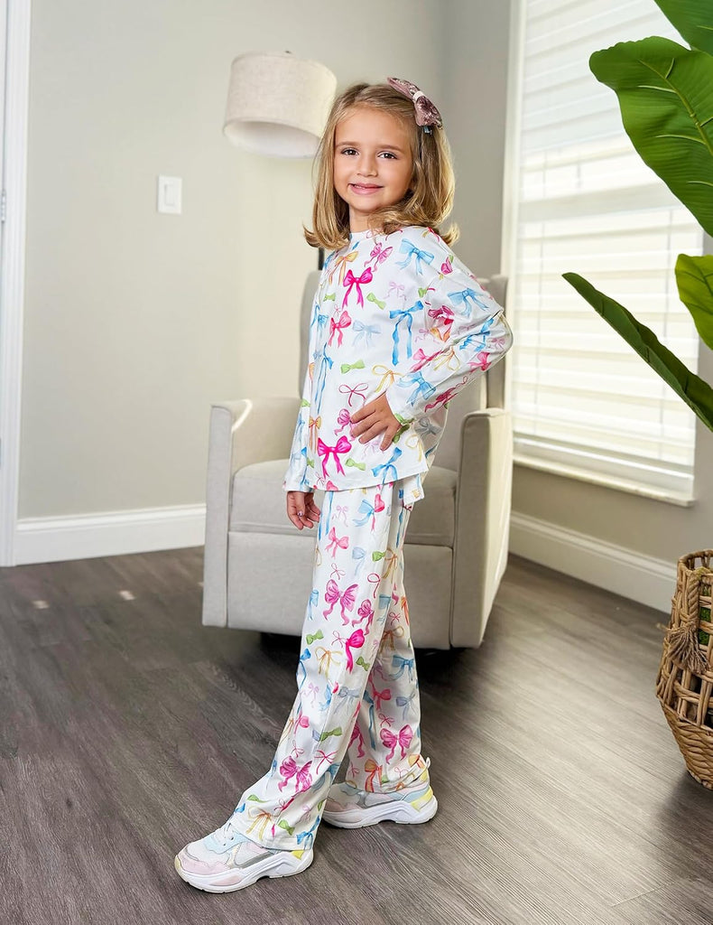 Girls Pajamas Cute Long Sleeve and Pants Pjs Set Kids Sleepwear