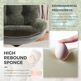 Modern Reclining Swivel Lounge Chair and Ottoman — Green Chenille
