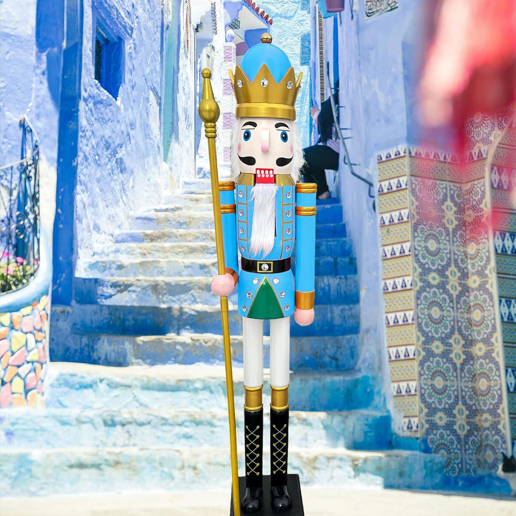 5FT Wooden Christmas Nutcracker King (5 feet, King Pastel Blue BK17)