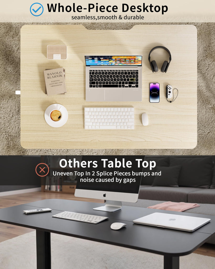 Small Electric Standing Desk, 36" x 24" Whole Piece Height Adjustable Desk, Oak Sit to Stand Computer Workstation